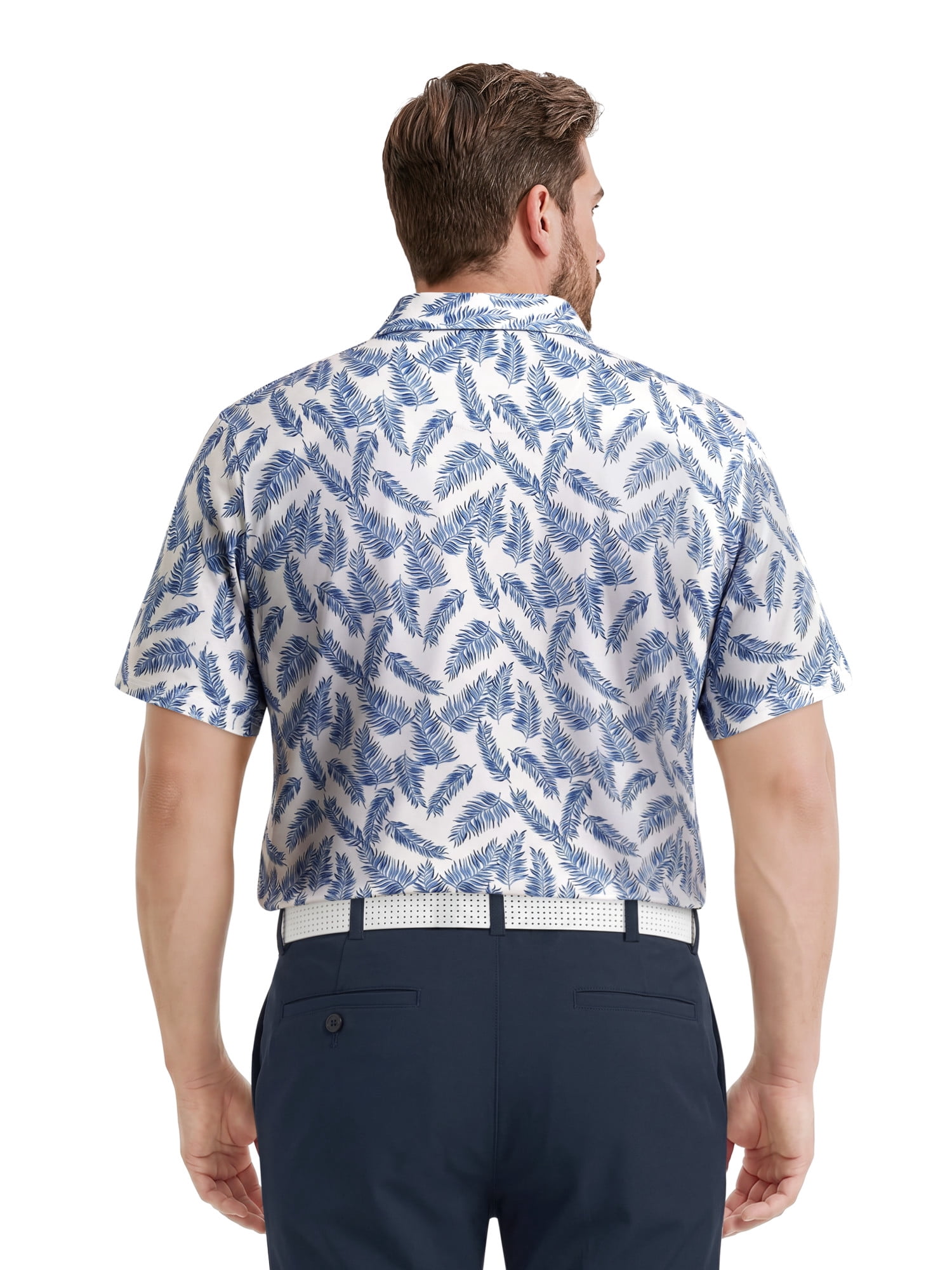 Ben Hogan Performance Men's & Big Men's Fall Leaf Print Short Sleeve Polo Shirt, Sizes S-4XLT