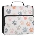 thumbnail image 2 of Water-Resistant 3-Ring Binder Organizer with Multiple Pockets Zipper Binder Bag for Office Watercolor Dog Paw Prints, 2 of 8
