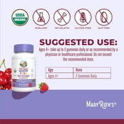 MaryRuth's Kids Multivitamin Gummies Ages 4+, Immune Overall Health, USDA Organic Vegan Gluten-Free, Mixed Berry and Cherry Flavor, 60 Count