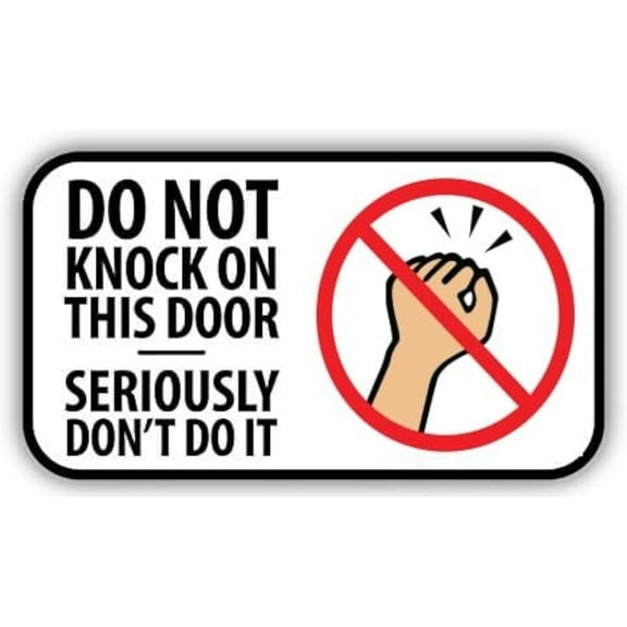 Do Not Knock On This Door Warning Sticker Decal,Signs 12 X8 Inch Metal Tin Signs,Anti-fading,Indoor/Outdoor Use High-Visibility Design