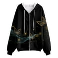 thumbnail image 4 of COMVALUE Womens Zip Up Hoodies Boho Floral Long Sleeve Sweatshirts Casual Graphic Y2K Hoodie Fall Hooded Jacket with Pockets (Black, XXL), 4 of 7