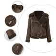 thumbnail image 6 of UJNDER Motorcycle Jacket for Women Winter Thick Warm Suede Lamb Short Coat Shearling Sheepskin Leather Coffee XXL, 6 of 7