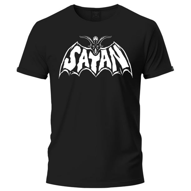 Playera Negra Manga Corta Extra Grande Satan Bat