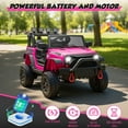 thumbnail image 5 of iRerts 24V Ride on Cars, Powered Ride on Truck Toys with Remote Control, Bluetooth, Music, USB/AUX Ports, LED Light, 4 Wheel Suspension, Kids Cars Electric Vehicles for Boys Girls Ages 3-6, Rose Pink, 5 of 9