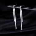 thumbnail image 4 of Sterling Silver Crystal Rhinestone Linear Drop Earrings for Women Teens CZ Long Dangle Earrings Tassel Chain Studs, 4 of 12