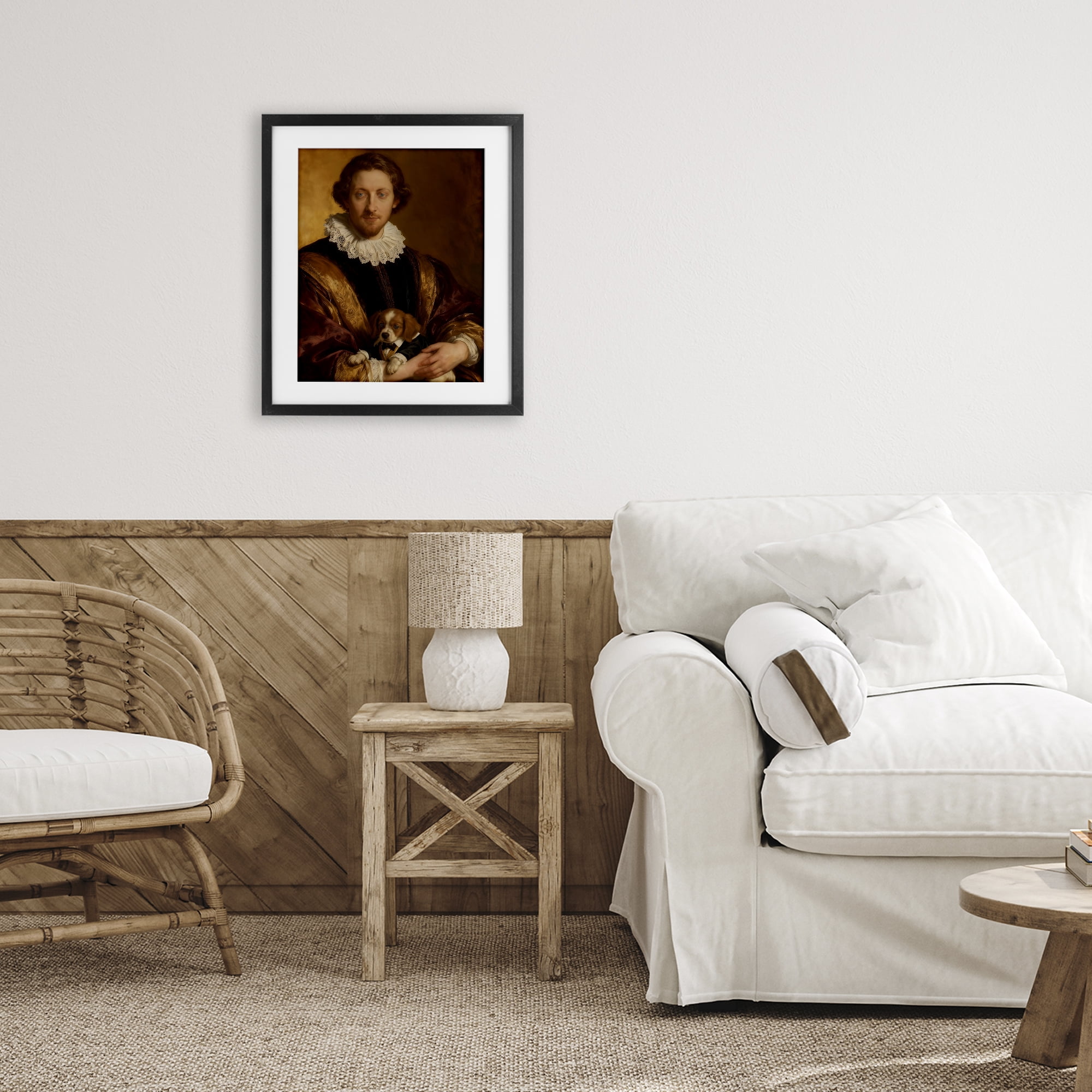 Stupell Industries Renaissance Noble with Loyal Companion Black Framed Print Under Glass, design by CAD Designs