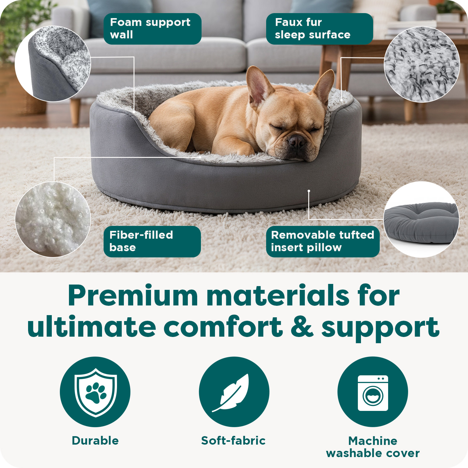 Furhaven Pet Products Medium Foam Oval Lounger Dog & Cat Bed With Reversible Pillow, Nutmeg