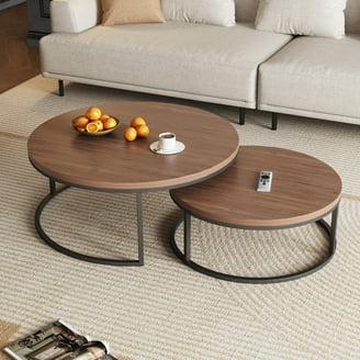 Dark Brown Round Coffee Table With Me...