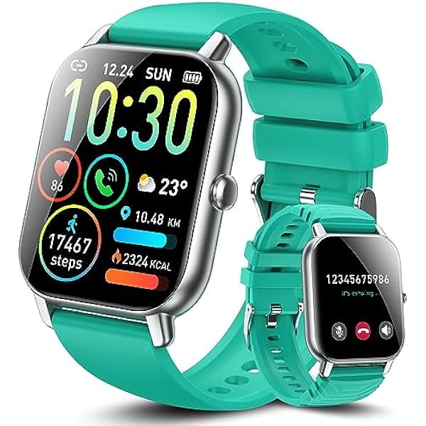 wonima11 Smart Watch for Men Women(Answer/Make Calls), 1.85" HD Screen Fitness Watch with Sleep Heart Rate Monitor, 112 Sport Modes, IP68 Waterproof Activity Trackers Compatible with Android iOS(Cyan)