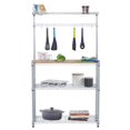 thumbnail image 4 of TRINITY EcoStorage Bakers Rack and Pantry Organizer with 3 Shelves, Removable Bamboo Work Surface, and Hooks for Kitchen Organization and Food Preparation, Chrome, 36â€ W x 14â€ D x 60â€ H, 4 of 4