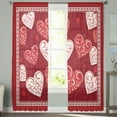 thumbnail image 4 of Sheer Curtains 63 Inches Long, Red Love Heart Romantic Light Filtering Window Curtains for Living Room/Bedroom, Valentines Rod Pocket Voile Sheer Curtain Drapes, 52"W x 63"L, 2 Panels, 4 of 9
