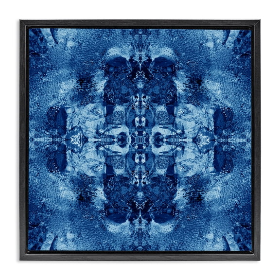 Stupell Industries Contemporary Blue Mirrored Pattern Black Floating Frame Canvas Art, 18 x 18, by El Perkin