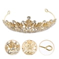 thumbnail image 2 of Shisuyan Tiara Couronne de Robe de Mariée en Alliage de Zinc avec Strass Dorés 1Ensemble, 2 of 8