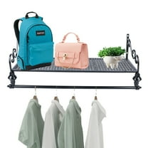 Fichiouy Wall Mount 31.5inch Clothes Rack with Top Shelf Detachable Multi-Purpose Hanging Rack