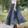 thumbnail image 4 of Mujeres Boho Floral Vintage Falda larga Tallas grandes con cintura elástica Bolsillos laterales Abanopi Falda, 4 of 7