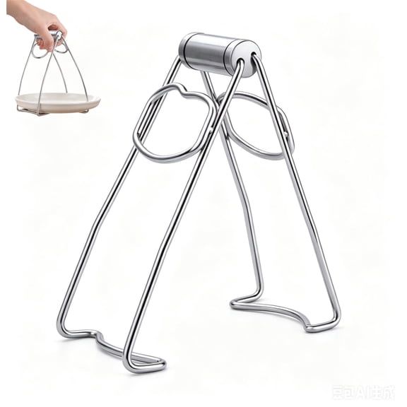 GIXUSIL Stainless Steel Dish Plate Clip Kitchen Folding Hot Plate Lifter Universal Bowl Retriever Tongs Anti Scalding Bowls Clamp Crockery Holder Pan Tool Cooking Hot Pots,Silver