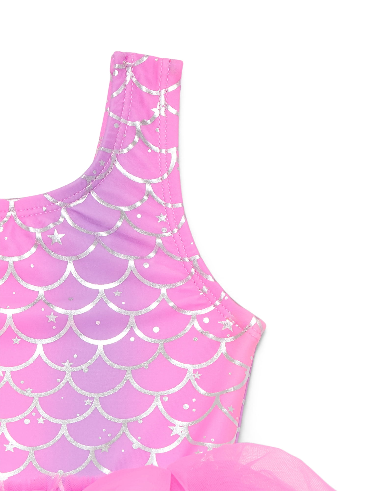 Wonder Nation Baby and Toddler Girl Mermaid Tutu One- Piece Swimsuit, Sizes 12M-5T