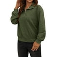thumbnail image 5 of Hibeli Women Casual 1/4 Zip Lapel V Neck Long Sleeve Solid Color Knit Sweatshirt, 5 of 7