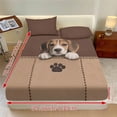 thumbnail image 3 of Xoenoiee Beagle Dog Paw Print 3 Piece Sheet Set Includes 1 Fitted Sheet and 2 Pillowcases, Soft and Breathable Microfiber Bed Sheets with Deep Pocket for Bedroom Decor, King Size, 3 of 7
