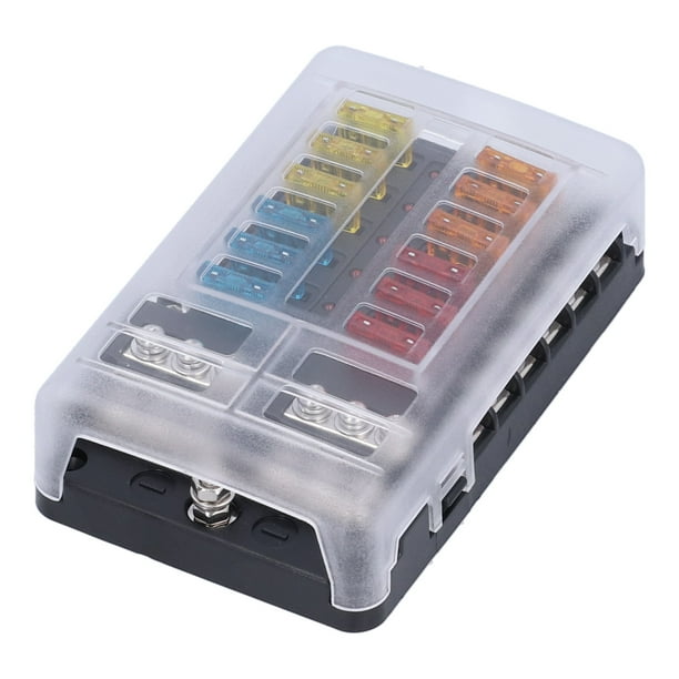 Bloque De Fusibles, Panel De Fusibles Multipropósito Bloque De Fusibles Marinos Universales Con Indicador LED Para Automóvil Para Marino Para Automóviles Para Bote Para RV ANGGREK 12‑Way Fuse Holder