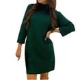 thumbnail image 2 of Gspmoly Robes d'Été, Mode pour Femmes Col Rond Décontracté Ample avec Poches Robe à Couleur Unie Longueur Poignet Robes de Soirée pour Femmes Liquidation, 2 of 6