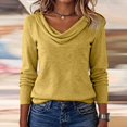 thumbnail image 4 of Wutalume Women's Knit Tops - Cowl Neck Long Sleeve Solid Sweater, Casual Pullover Blouse for Everyday Elegant Wear,Yellow M, 4 of 5