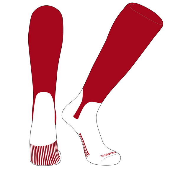 PEAR SOX OTC Baseball Softball Stirrup Socks (S, 5in) Red, White (XS)
