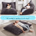thumbnail image 2 of Hobestluk 3 in 1 Bean Bag Chair Giant Bean Bag Chairs for Adults with Ripple Cover Convertible Bean Bag Floor Cushion with Machine Washable Cover for Living Room (Ripple Dark Grey), 2 of 7
