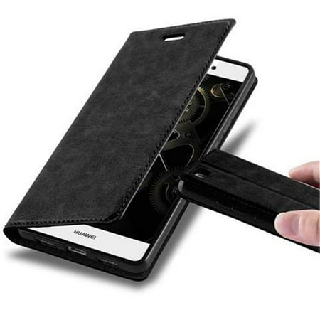 Cadorabo Cover for Huawei P8 LITE 2015 Case in NIGHT BLACK with magnetic closure