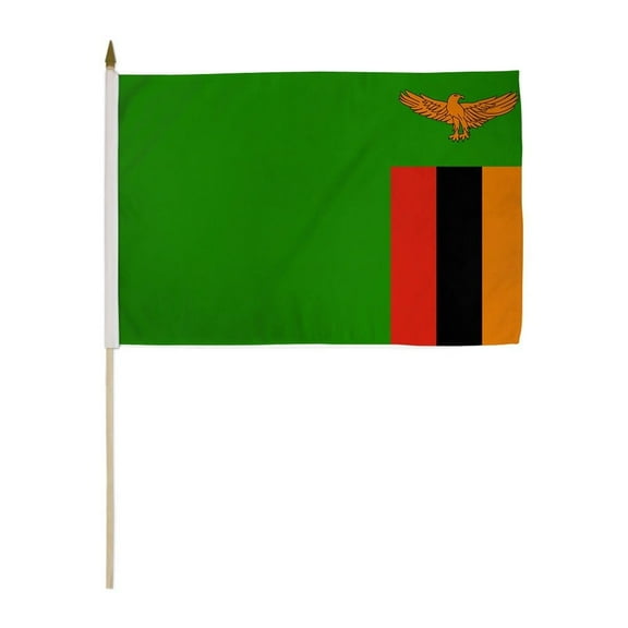 Zambia 12x18in Stick Flag