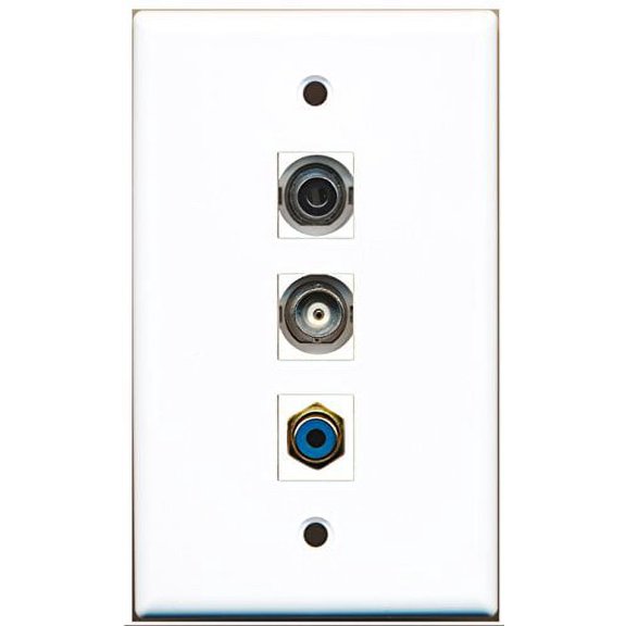 RiteAV - 1 Port RCA Blue and 1 Port 3.5mm and 1 Port BNC Wall Plate