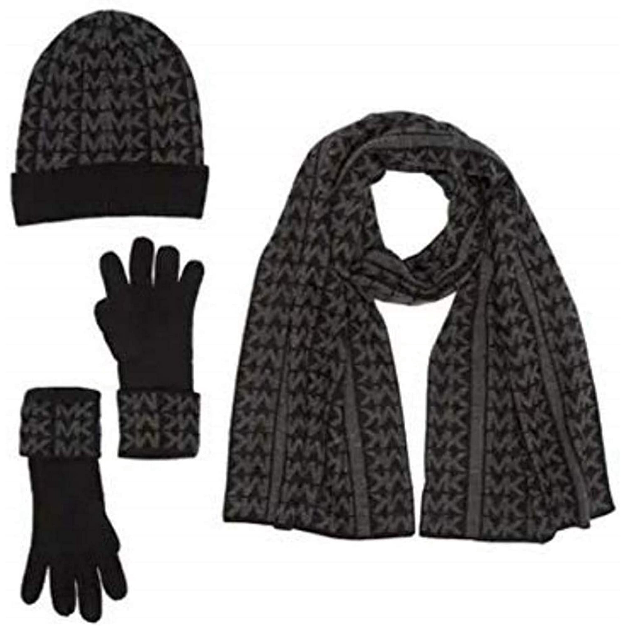 Michael Kors Women's Scarf, Hat, Glove Set, Black/Grey | Walmart Canada