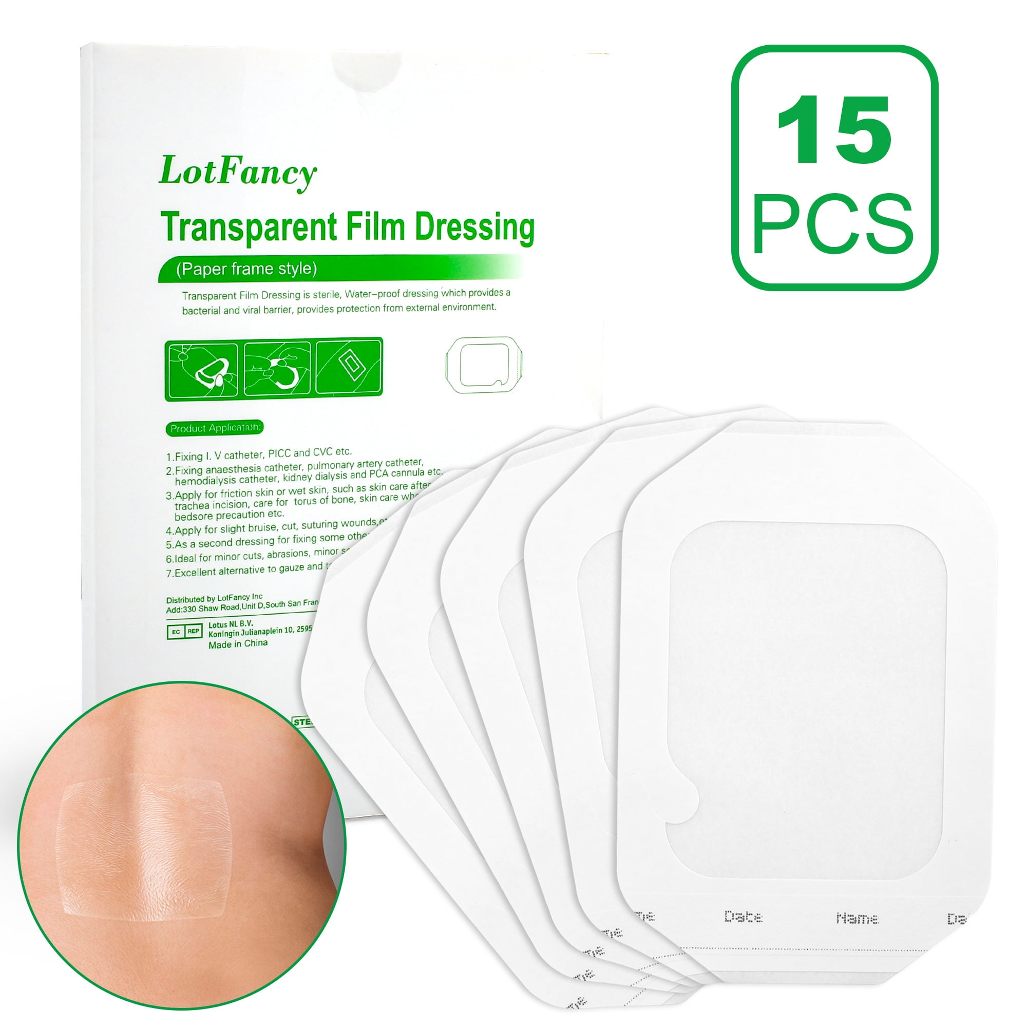 15PCS 4 x 4.75 inch Sterile Transparent Film Dressing