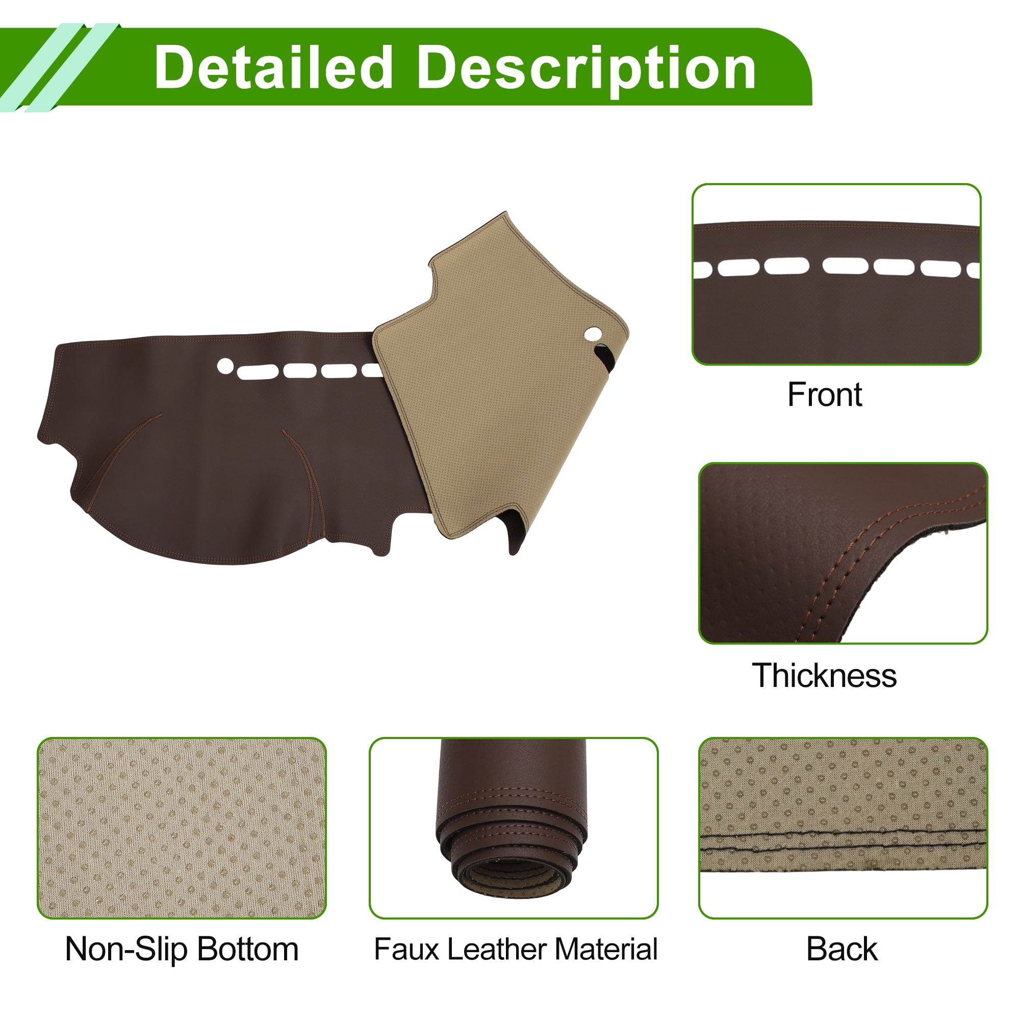Unique Bargains Dashboard Cover for KIA Sorento 2009-2012 Dash Cover Mat Carpet Center Console Dash Cover Mat Car Interior Anti-Slip Faux Leather Brown 1 Pc