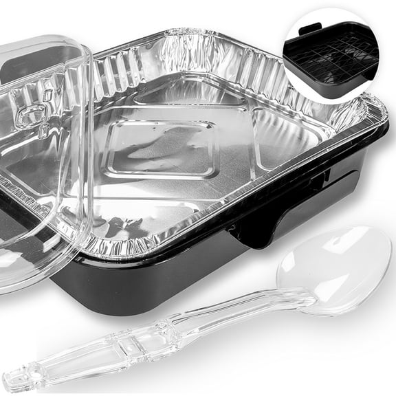 Aluminum Foil Carrier With Lid And Serving Spoon Aluminum Foil Casserole Pans Stackable Foil Pans Holder EXULTIMATE