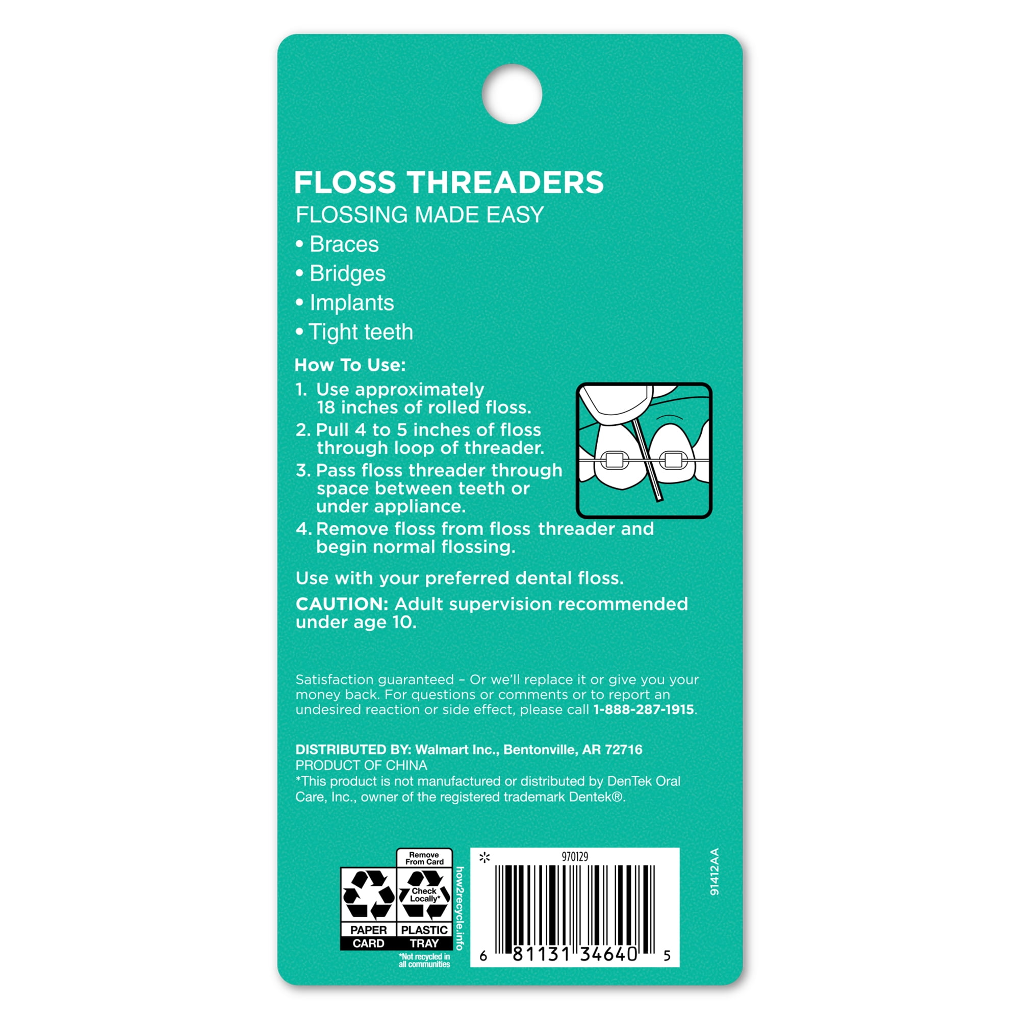 Equate Thread-It Floss Threaders, 50 Count