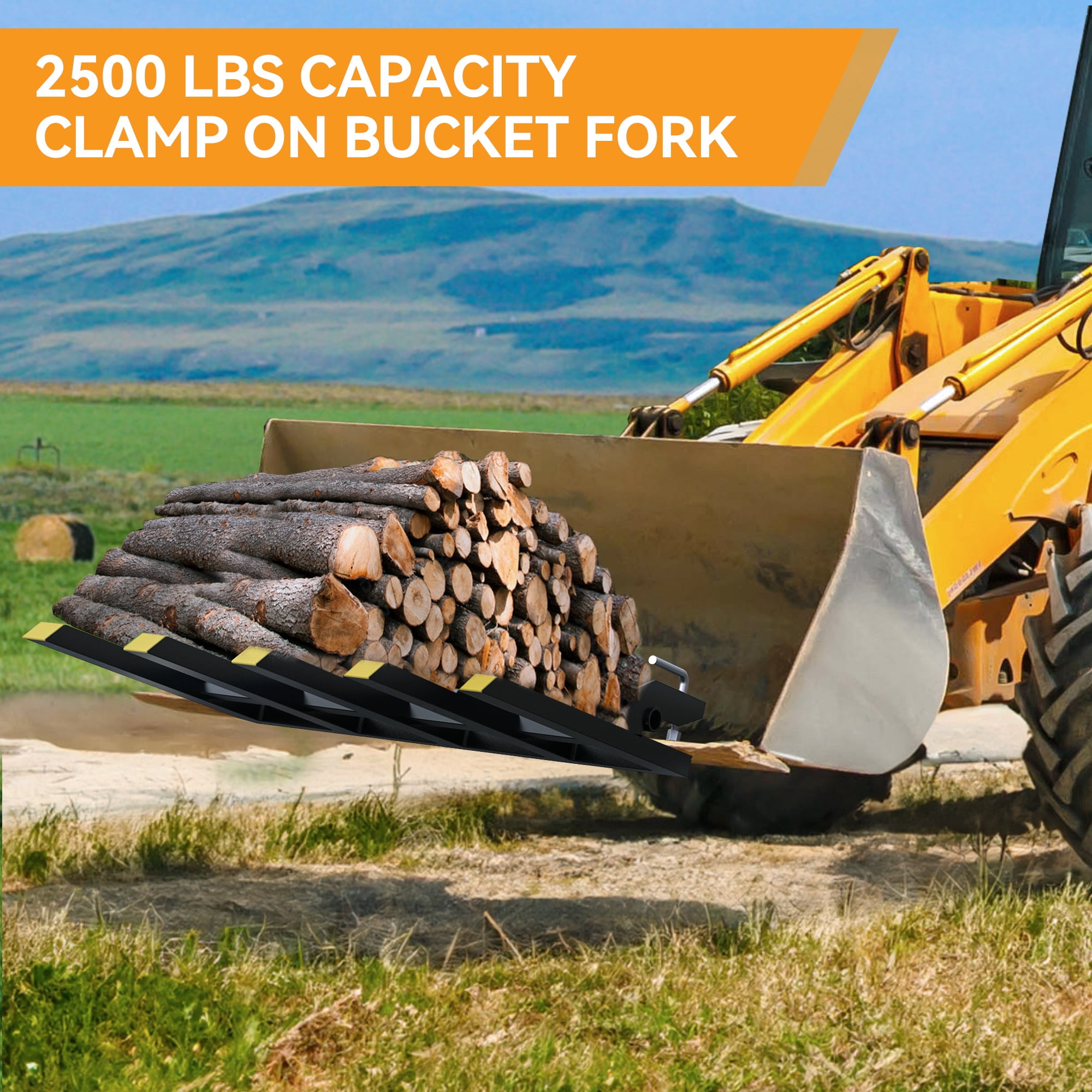 Dextrus Heavy Duty Clamp-on Pallet Forks 48 in 2500 lbs Capacity for Loader Bucket Skid Steer Tractor