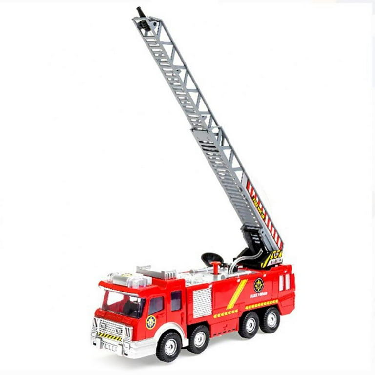 QISIWOLE Big Fire Truck Toy with Lights, Sounds, Sirens, 360