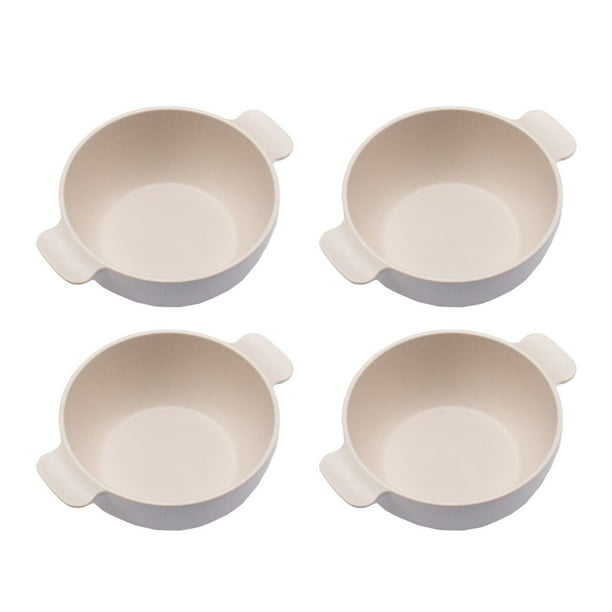 4 Conjuntos de Cuencos de Doble Oído de Tallo Naranja de Trigo, Cuencos de Alimentos Complementarios Espesados, Cuencos de Fideos Anti Gota Y Utensilios de Mesa Resistentes Al Calor