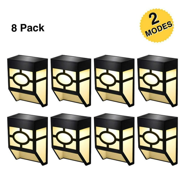 8 Pcs Solar Wall Lights Outdoor,Warm/Color Changing,2 Modes Solar Led Waterproof Lighting for Deck, Fence, Patio, Front Door, Stair, Landscape