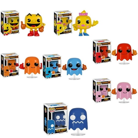 Pac-Man - Ms. Pac-Man - Clyde - Inky - Blinky - Pinky - Blue Ghost Vinyl Figure Toy (Deluxe Collector Set Of 7) Funko Pop Video Game Merchandise Arcade Classic Character Retro 1980s (Best 1980s Arcade Games)