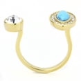 thumbnail image 3 of Luxe Jewelry Designs Women's Ion Plated Gold Stainless Steel Cuff Ring with Turquoise Synthetic, 3 of 4