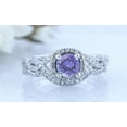 thumbnail image 2 of Divine Creation 14K White Gold Plated 925 Sterling Silver 2.50 Ct Round Cut Blue Tanzanite Engagement Wedding Christmas Thanksgiving Bridal Ring Set For Women's -6, 2 of 3