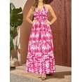 thumbnail image 4 of HAPPY BAY Women's Beach Summer Halter Neck Tube Top Maxi Evening Frill Dress for Women S-M Fuscia, Tie Dye, 4 of 4