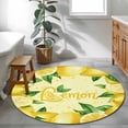 thumbnail image 3 of Yellow Lemon Round Area Rug 4Ft Washable Circle Rugs for Bedroom Dining Room, Summer Botanical Lemons Cute Yellow Non-Slip Carpet Floor Mats Indoor Outdoor Carpet Runner Aesthetic Home Decor, 3 of 8