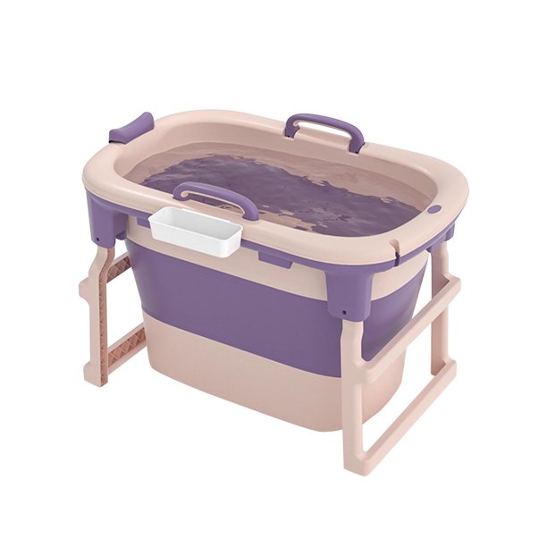 Bañera de baño BLESIY Bañera de hidromasaje portátil plegable independiente de pie interior spa adulto Púrpura