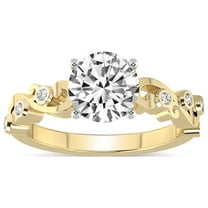 Round Shape 3 Carat IGI Certified Lab Grown Diamond Ring | 14K Yellow Gold |Catrina Cutwork Lab Diamond Engagement Ring | FG-VS1-VS2 Quality Friendly Diamonds