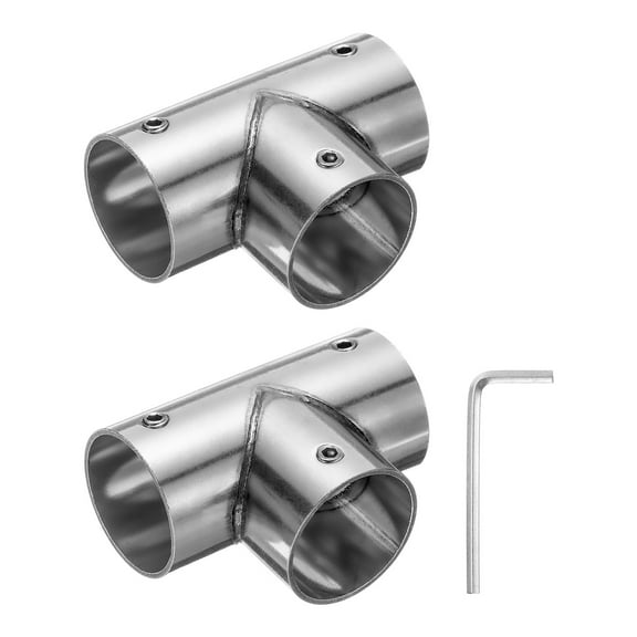 Uxcell 2Pcs Tee Structural Pipe Connectors 1" Fit Pipe Dia  3 Way for DIY Shelf Garden Support