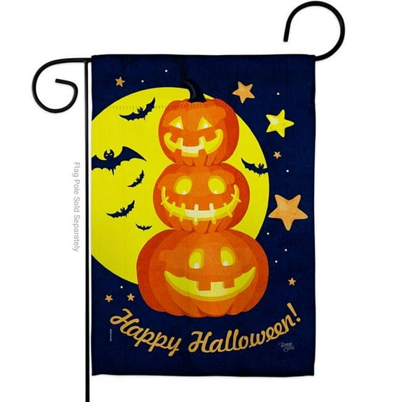 Breeze Decor G162107-BO 13 x 18.5 in. Pumpkin Trio Garden Flag with Fall Halloween Double-Sided Decorative Vertical Flags House Decoration Banner Yard Gift