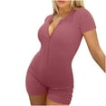 thumbnail image 2 of Leesechin Short Sleeves Solid Color V Neck Sports Elastic Pants Pants Short Juniors Jumpsuits, 2 of 9